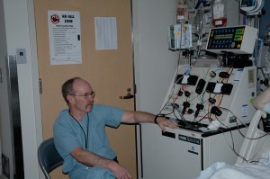 The apheresis machine with the collection nurse