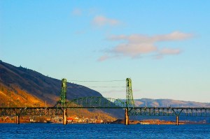 The Hood River across the Columbia. Photographed from The Spit.